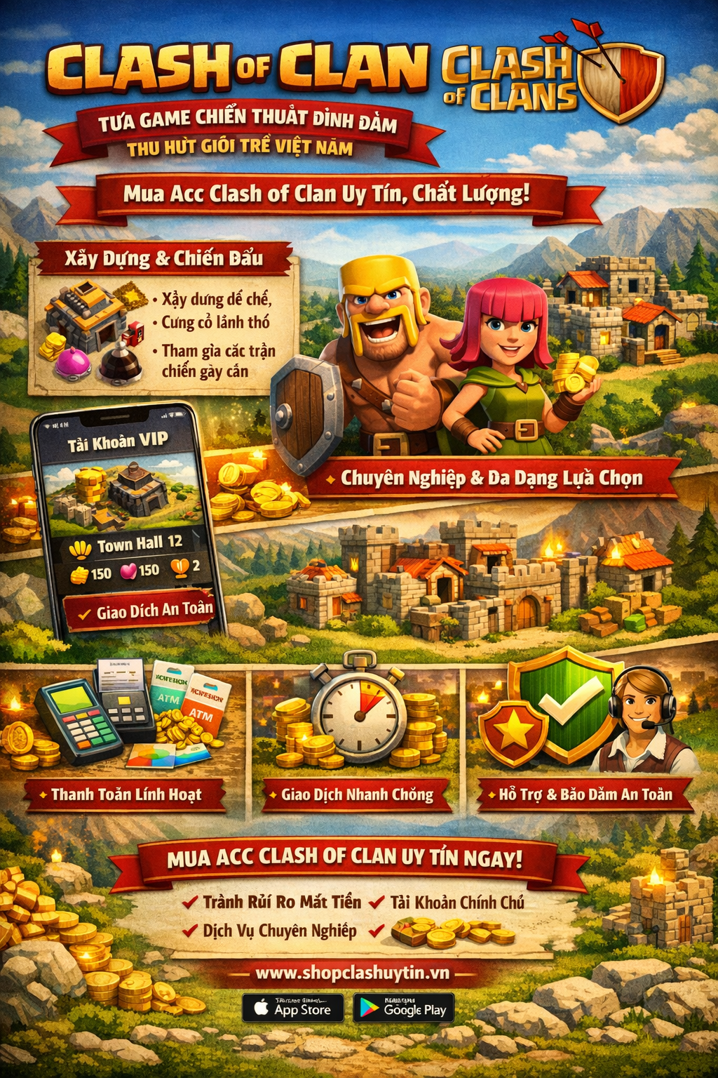 Shop nào bán acc clash of clan uy tín hiện nay ?