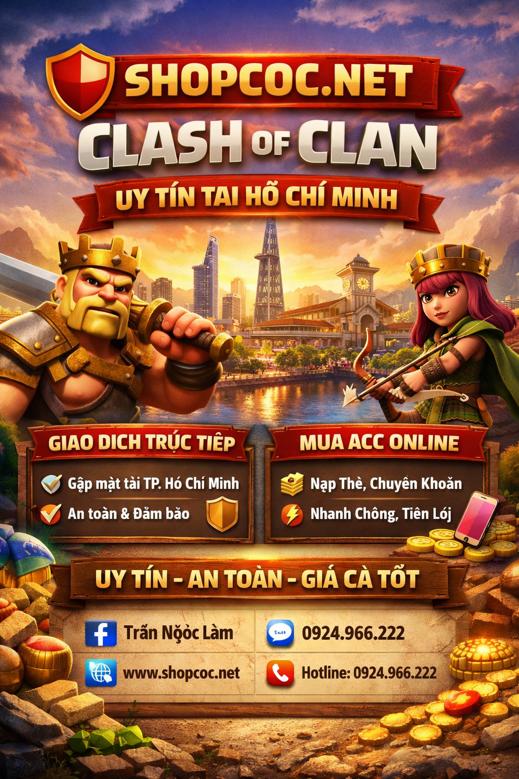 Vì sao nên mua bán trao đổi acc game clash of clan tại shopcoc.net – hoặc GDTT tại Hồ Chí Minh ?