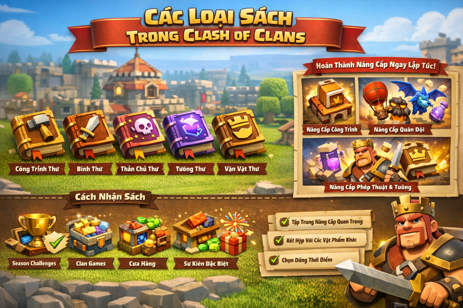 Các Loại Sách Trong Clash of Clans Và Cách Sử Dụng Hiệu Quả