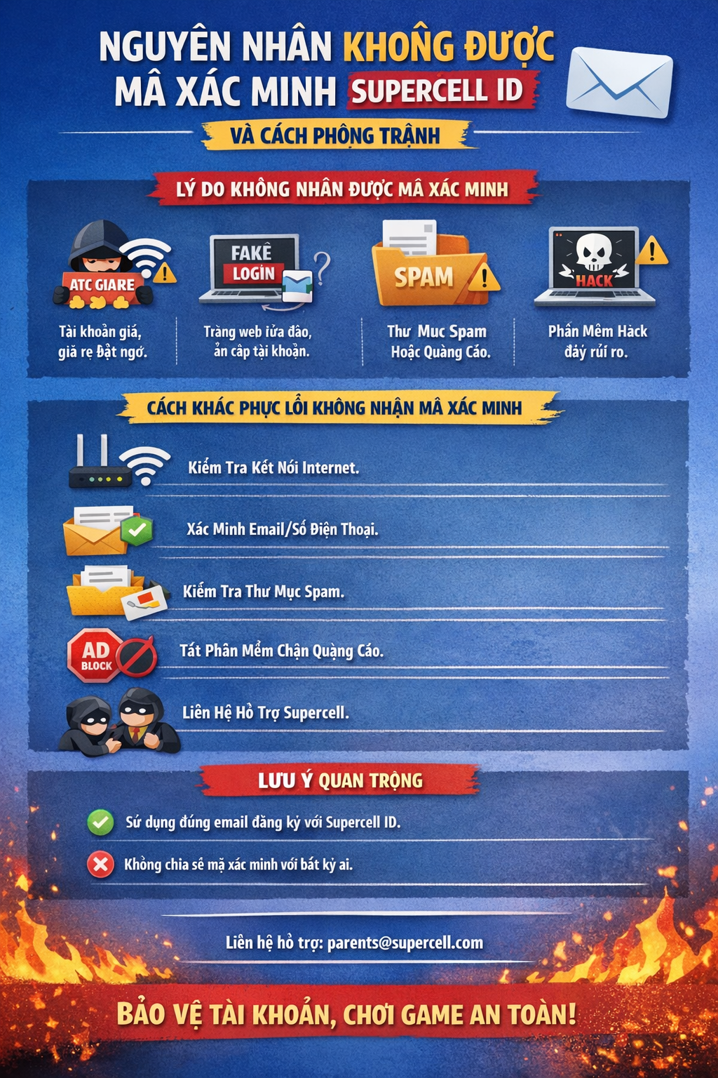Không nhận được mã đăng nhập game clash of clans