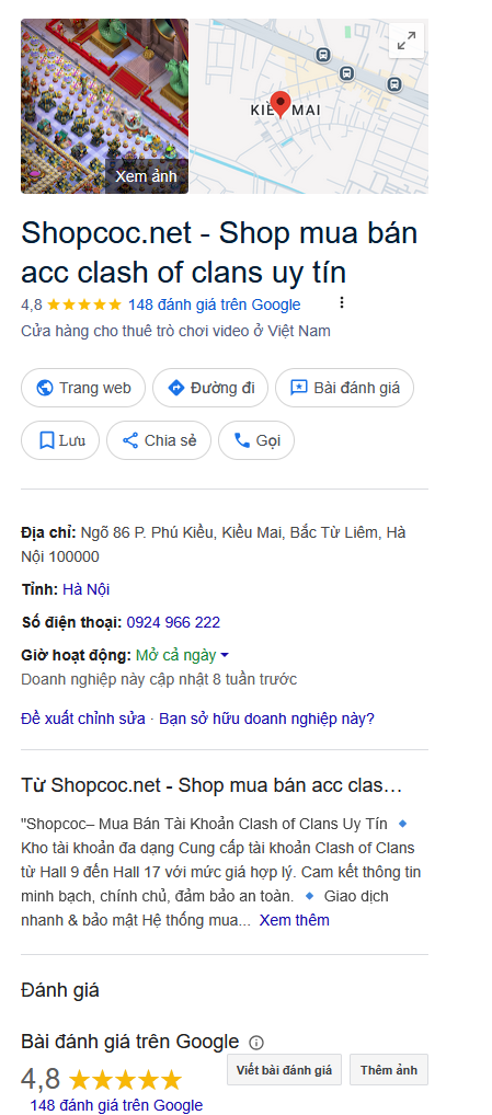 Shop mua bán acc clash of clans uy tín, giá rẻ