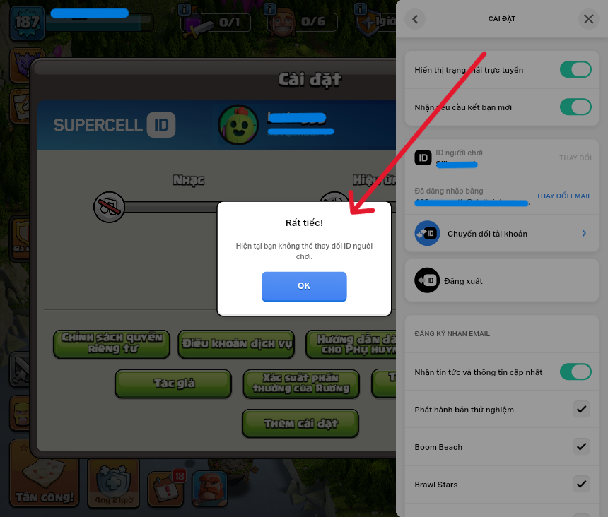 Cách đổi tên supercell ID bị báo lỗi (thành công 100%)