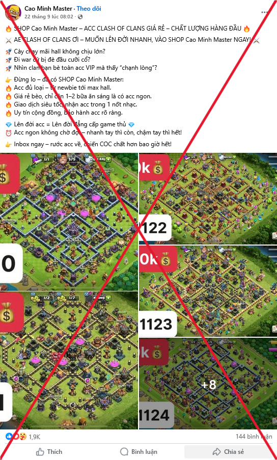 Screenshot 2025 09 28 at 21 41 10 shop clash of clans Ket qua tim kiem Facebook