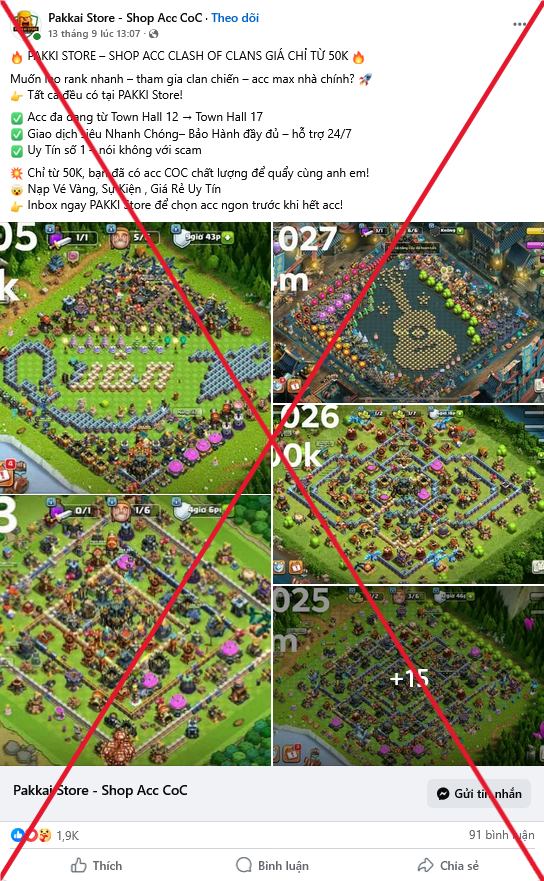 Screenshot 2025 09 28 at 21 41 50 shop clash of clans Ket qua tim kiem Facebook